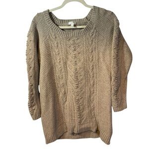 Garnet Hill Fine Merino Wool Women’s Beige Textured Knit Sweater Size S